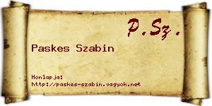 Paskes Szabin névjegykártya